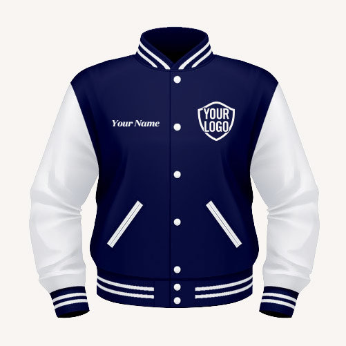 Classic varsity jacket with logo and personalised name